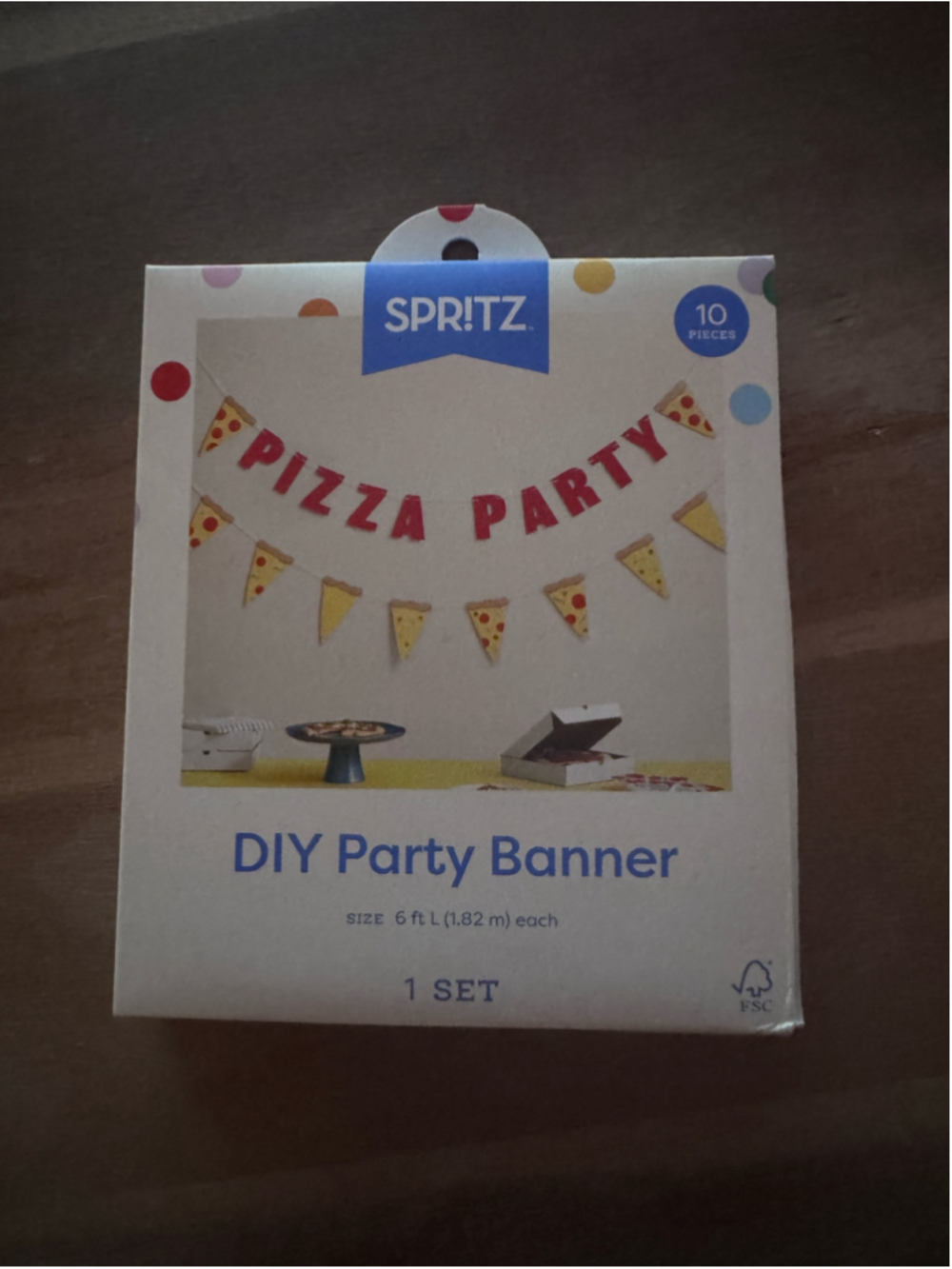 Spritz Pizza Party DIY Banner One Size Beige and Red